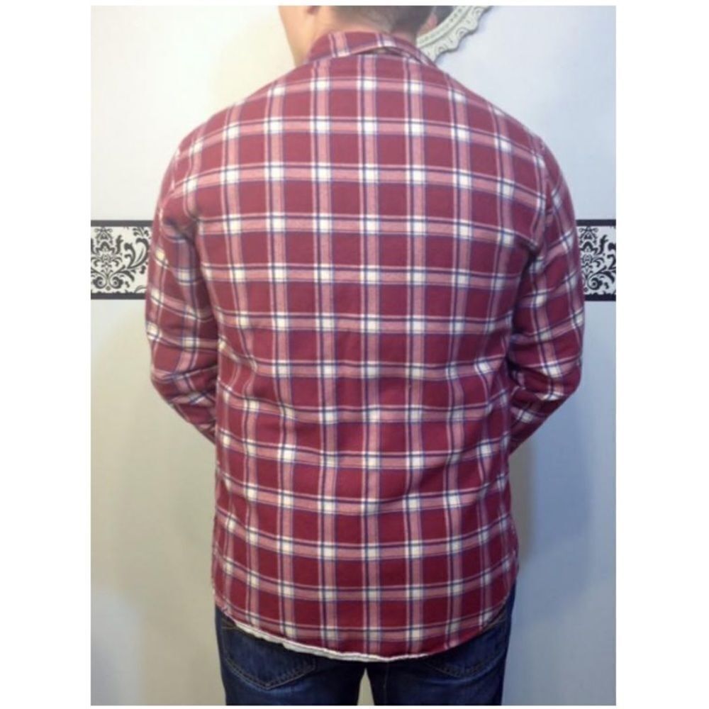 𝅺vintage Sears Quilted Plaid Flannel Shirt Medium - Picture 4 of 6